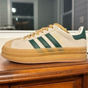 Adidas Women’s Tan and Dark Green Sneakers